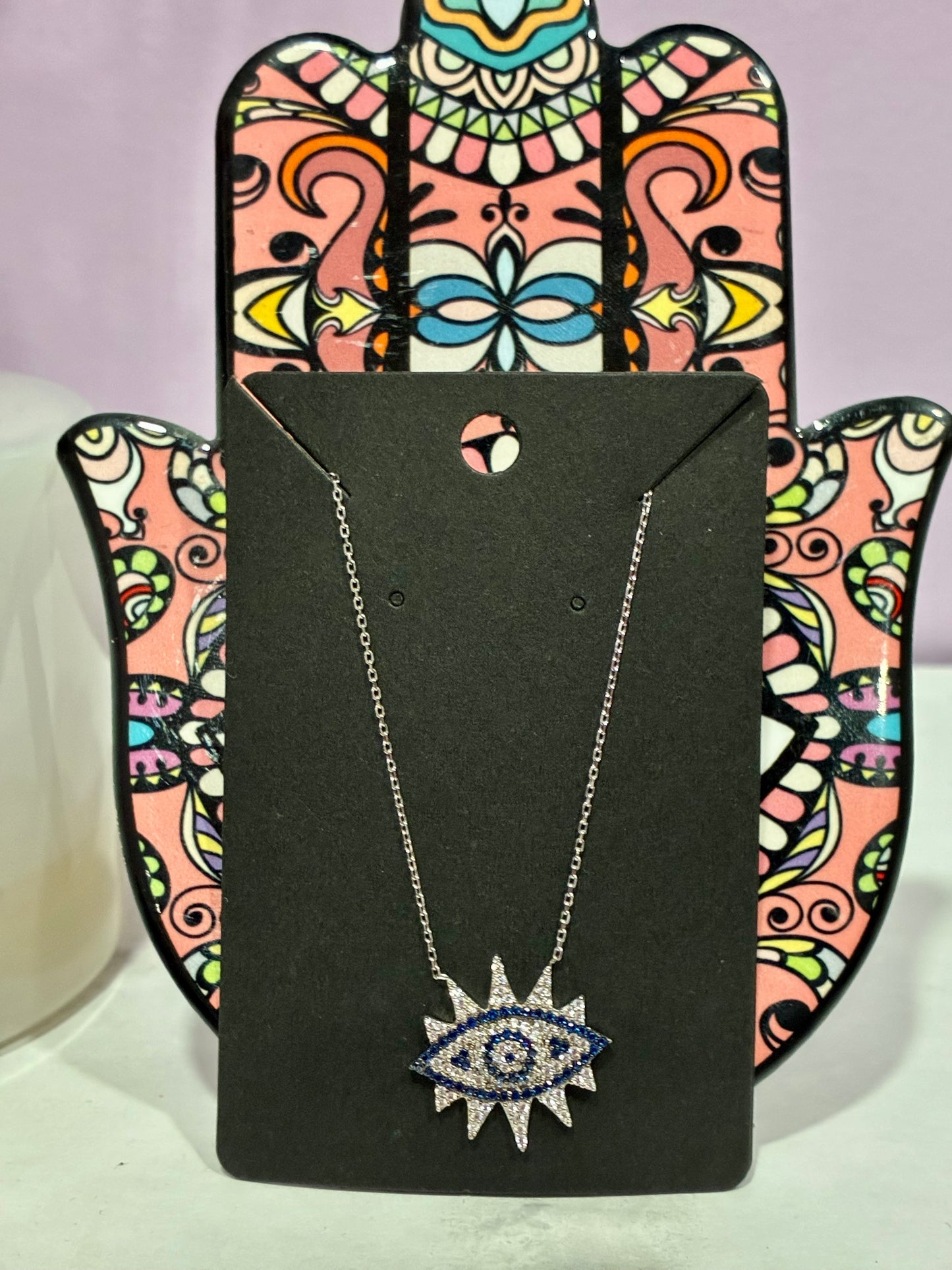 Blue + Silver Star/Evil Eye Necklace