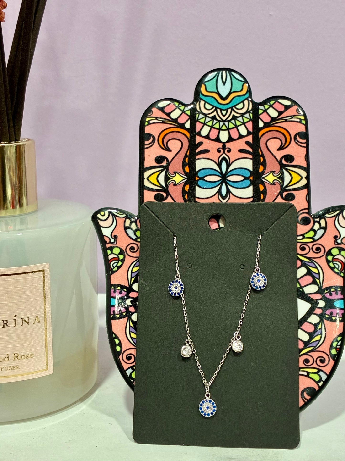 Evil Eye + Dazzle Charmed Dainty Necklace