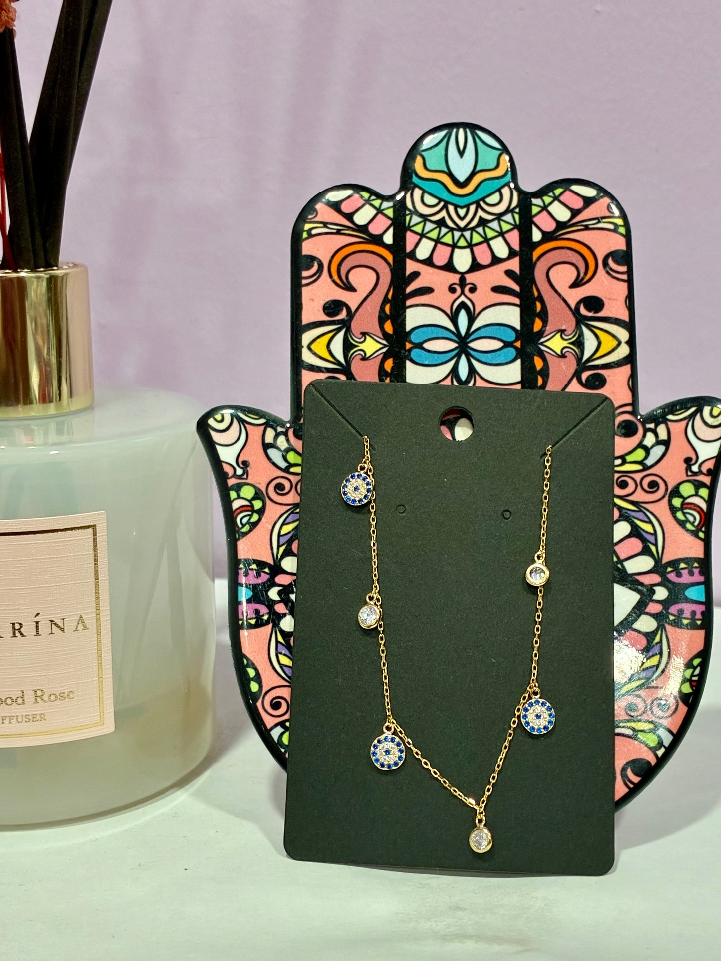 Evil Eye + Dazzle Charmed Dainty Necklace