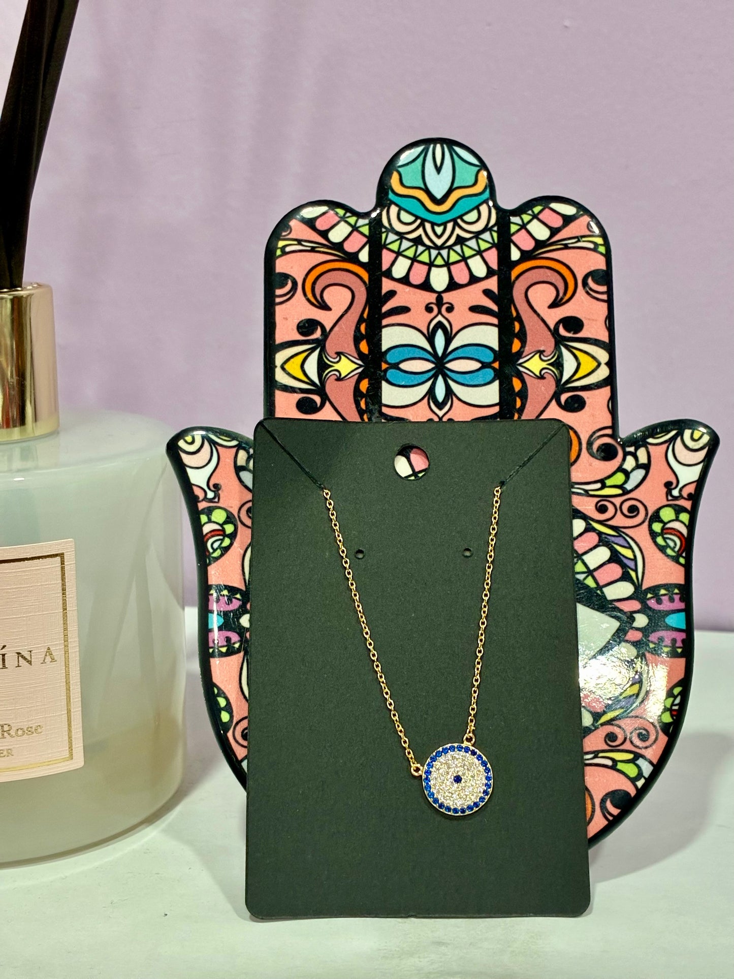 Gold Jeweled Evil Eye Necklace