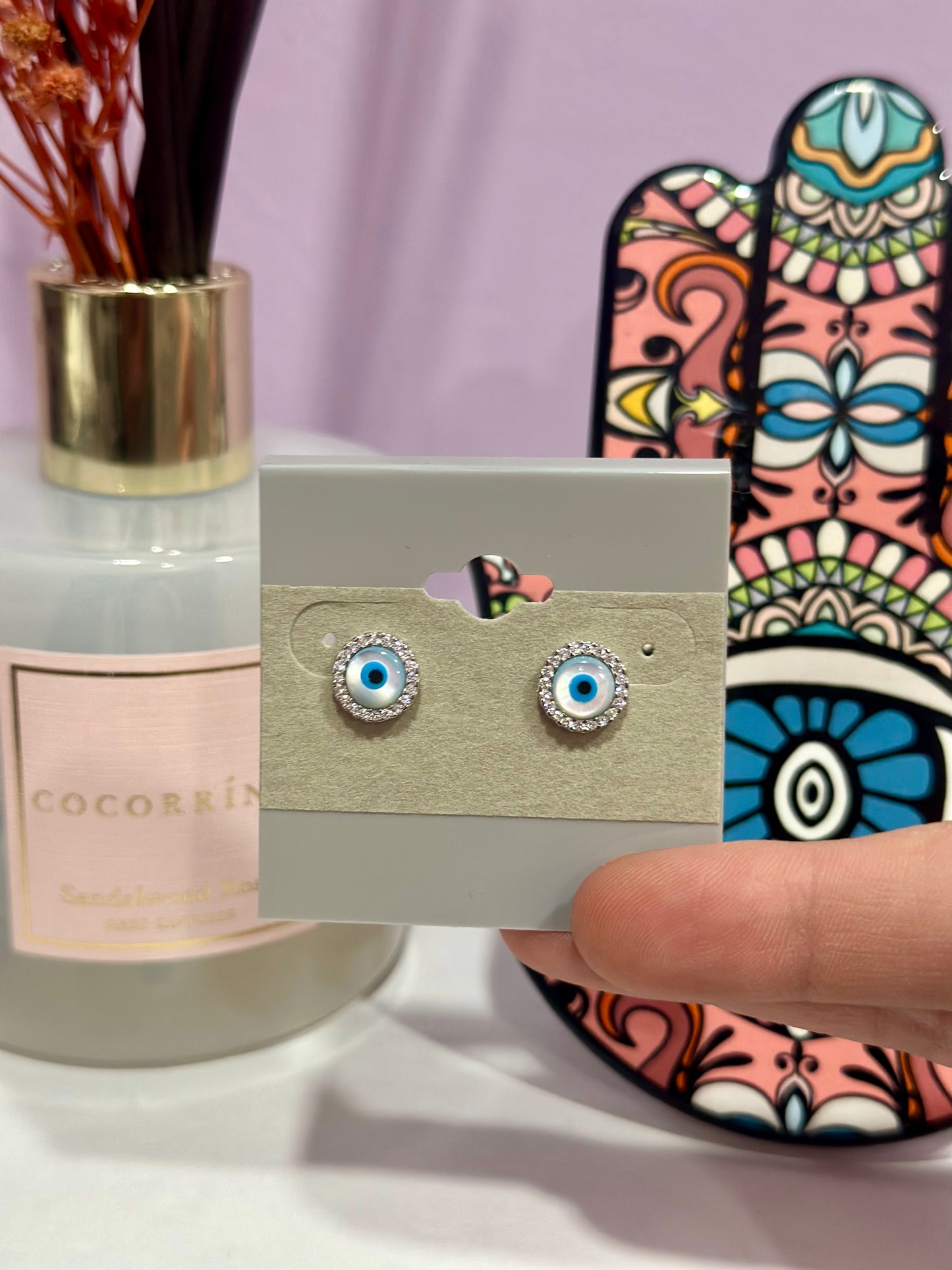 Bedazzled + Opal Evil Eye Earrings