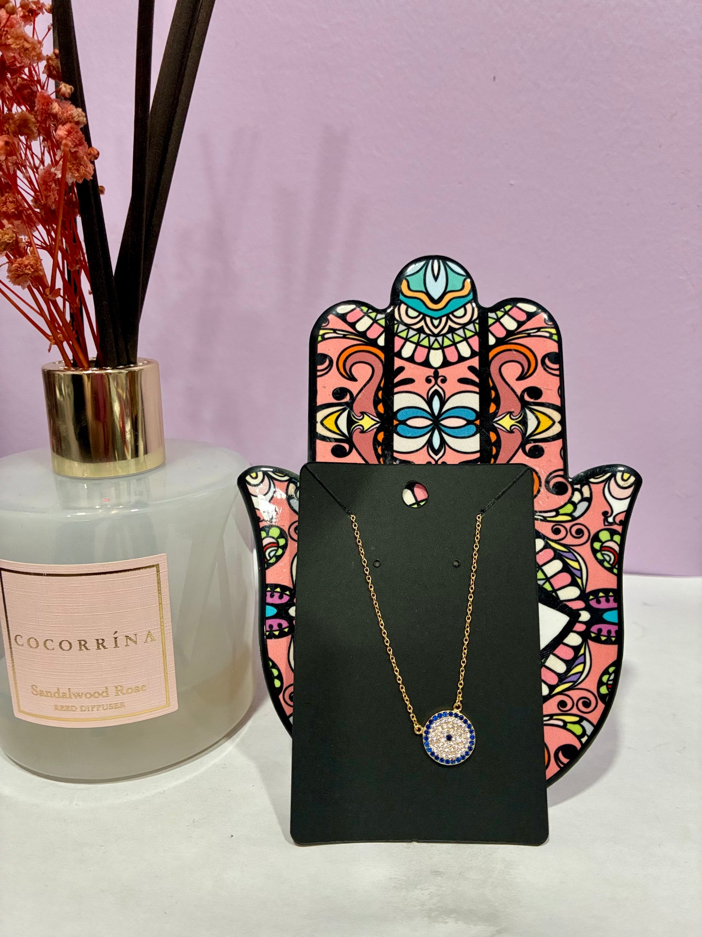 Gold Jeweled Evil Eye Necklace