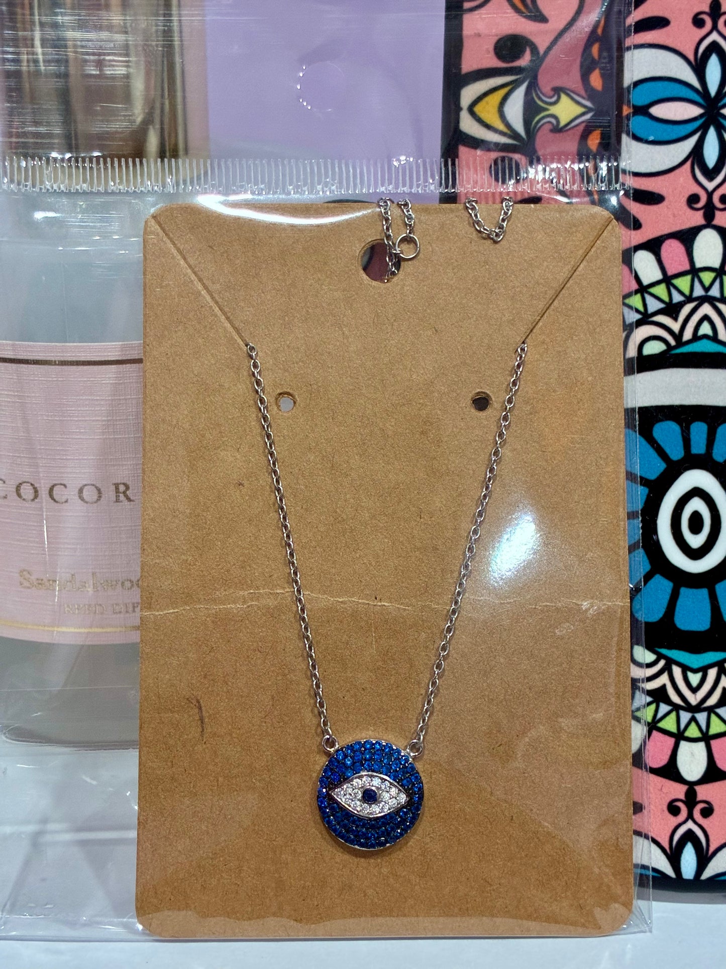 Dainty Bedazzled Blue Evil Eye Necklace