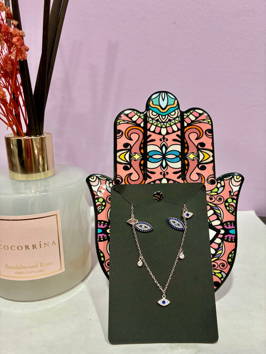 Matching Earring & Necklace Set Evil Eye
