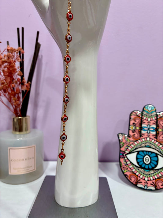 Red Evil Eye + Gold Anklet