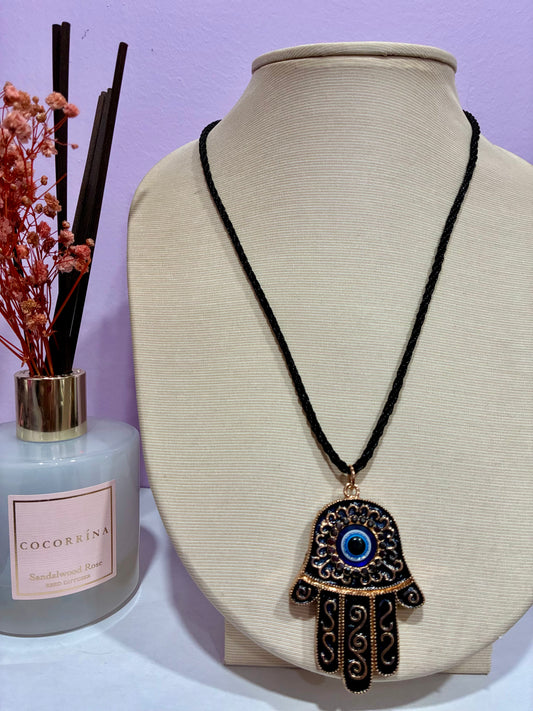 Evil Eye Hamsa Hand Rope Necklace
