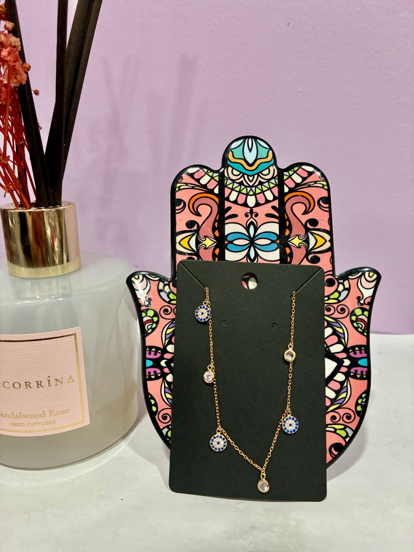 Evil Eye + Dazzle Charmed Dainty Necklace