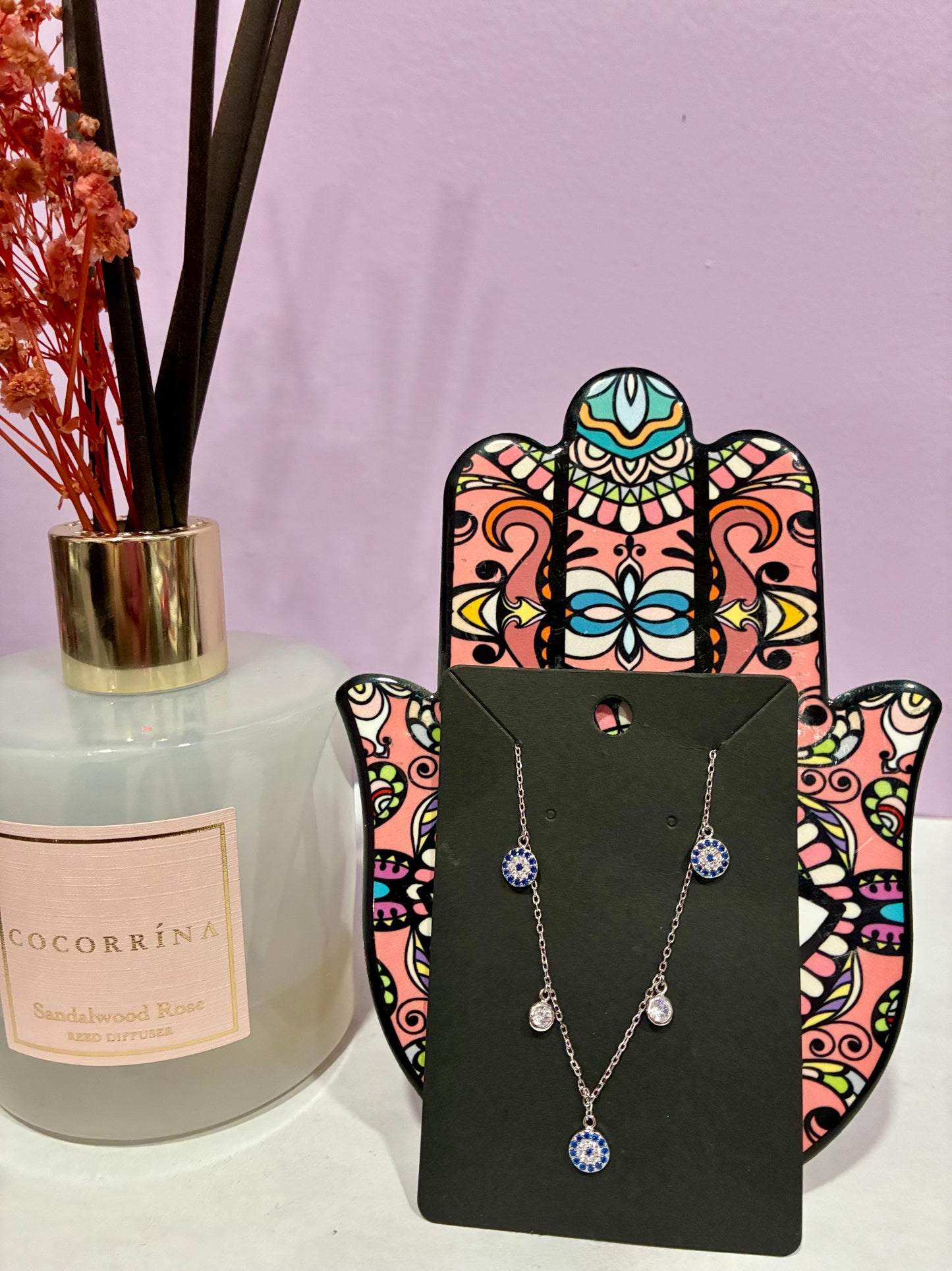 Evil Eye + Dazzle Charmed Dainty Necklace