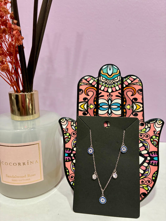 Evil Eye + Dazzle Charmed Dainty Necklace